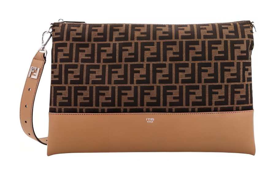 FENDI Leather Clutch Small Men's Brown