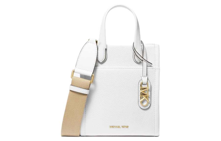 MICHAEL KORS Gigi Cow Leather With Artificial Leather Shoulder Bag, Crossbody Bag, Handbag Women's White