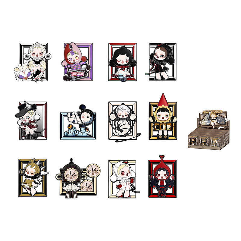POP MART Skullpanda Manga Collection Badge Mystery Boxes Single Mystery Box/Whole Box 12 Pcs