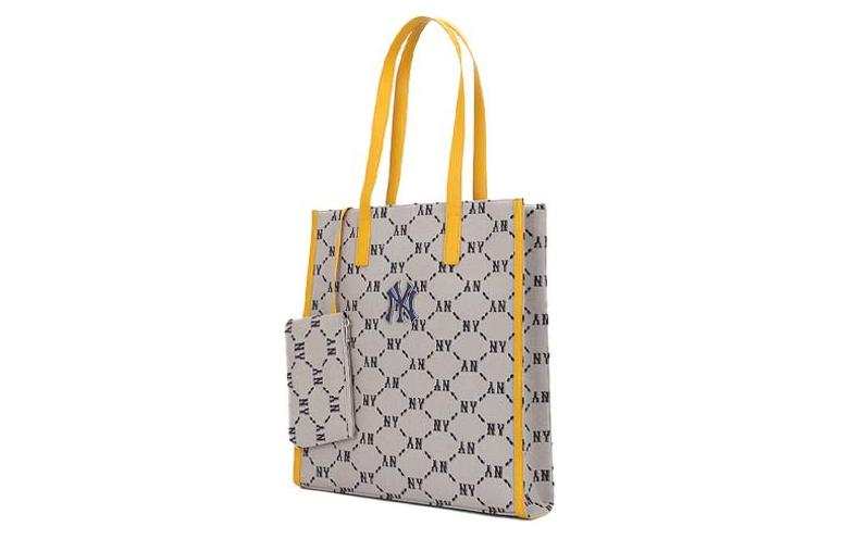 MLB Monogram Collection Polyester Tote Bag, Shopping Bag, Combo Bag, Shoulder Bag, Handbag Regular Unisex Yellow Brown