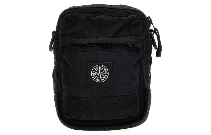 STONE ISLAND STONE ISLAND Canvas Shoulder Bag, Crossbody Bag Unisex Black