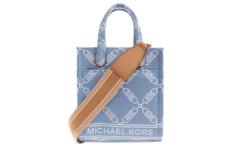 MICHAEL KORS Gigi Cotton Tote Bag, Shopping Bag, Handbag, Shoulder Bag, Crossbody Bag Small Women's Blue