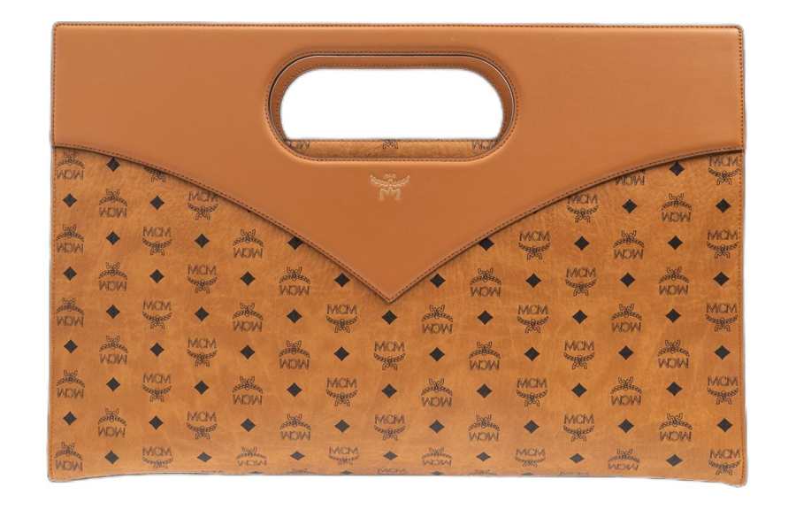MCM Visetos Canvas With Leather Handbag Extra Large Women's Cognac
