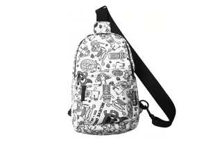GKY Nylon Sling Bag Regular Unisex White & Black
