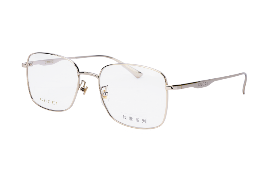 GUCCI GUCCI Square Eyeglass Frames Men's Gold