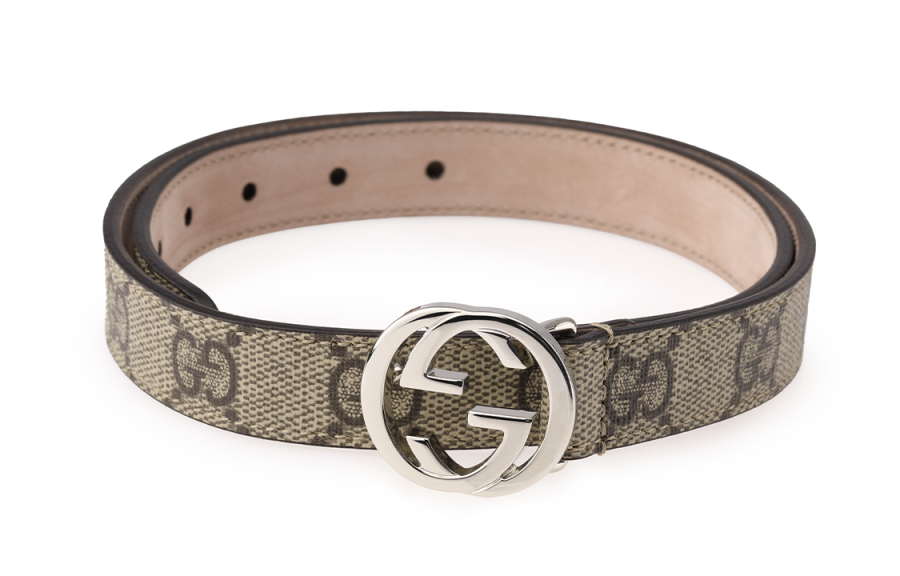GUCCI GUCCI Interlocking G Canvas Belts Kids' Beige/Ebony Width 2cm