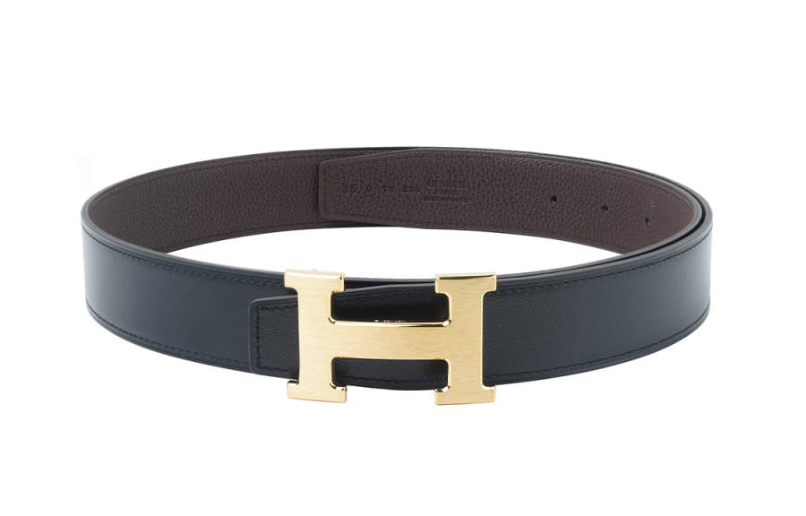 HERMES H Belt Buckle Calfskin Leather Belts Women's Width 3.2cm