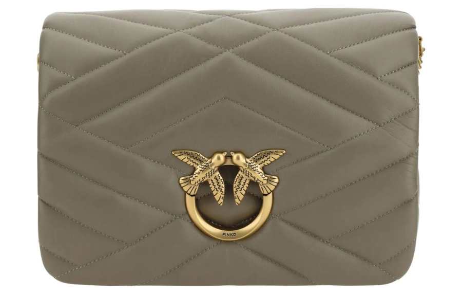 PINKO Calfskin Crossbody Bag, Shoulder Bag Medium Women's Antique Gold