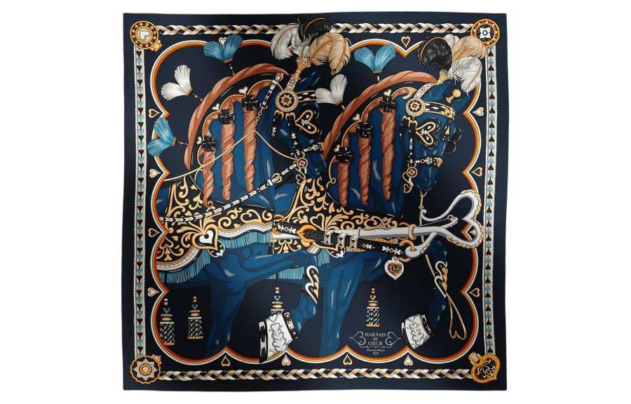 HERMES Sweet's Saddle Equipment Scarves Women's Black