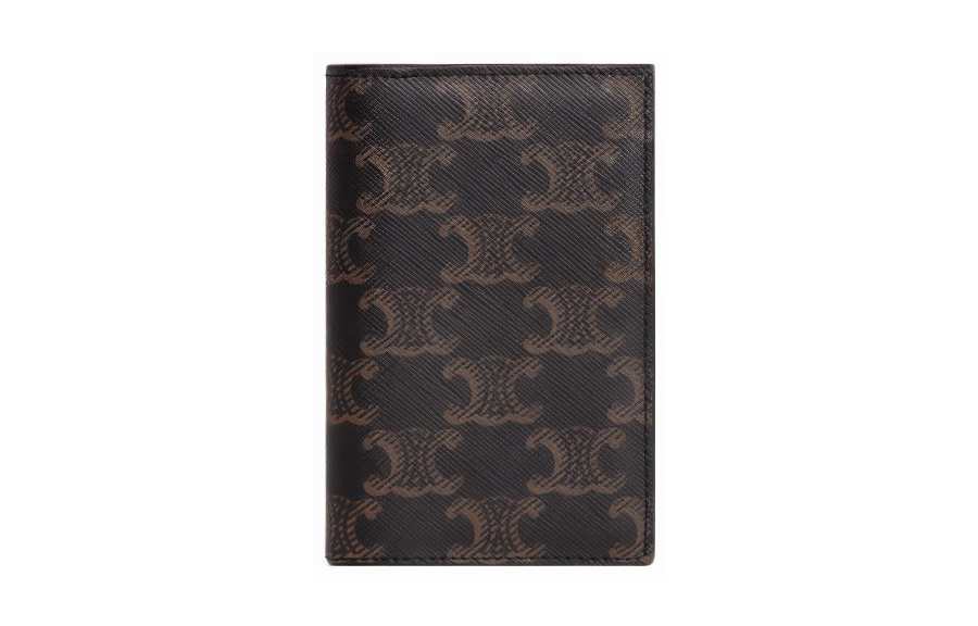 CELINE CELINE Triomphe Cow Leather Card Holder Men's Black