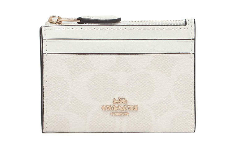 COACH Skinny Id Case Leather Patchwork With PVC Key Pouch Card Holder Mini Women's Glacier White