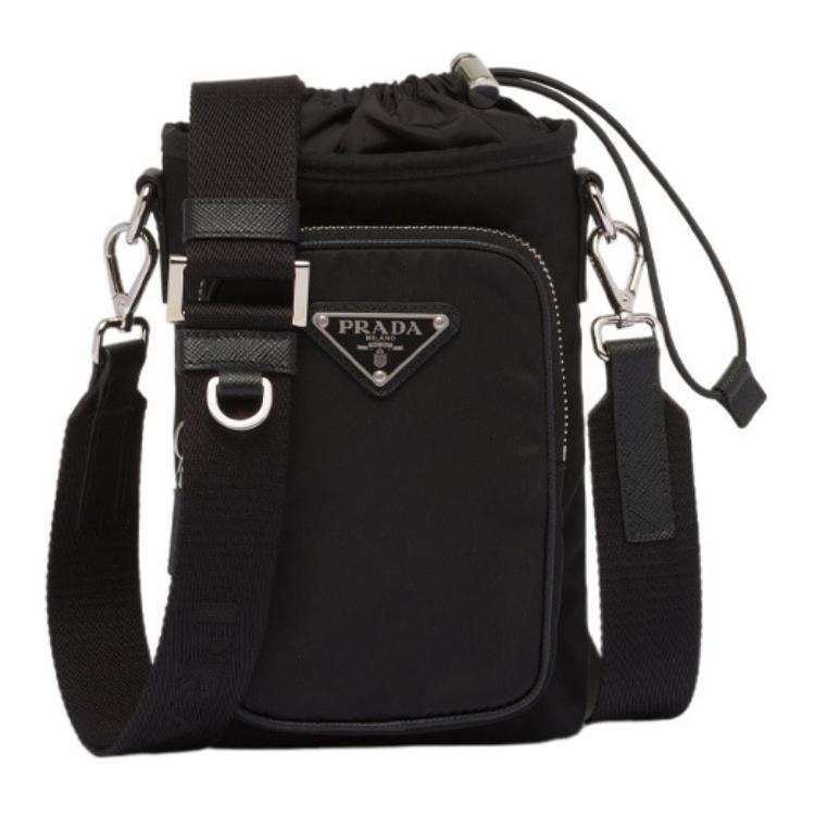 PRADA Re Nylon Fabric Crossbody Cell Phone Pouch Men's Black