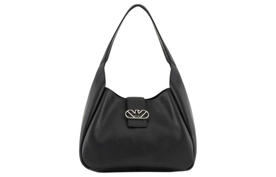 EMPORIO ARMANI Cow Leather Handbag, Shoulder Bag Unisex Black