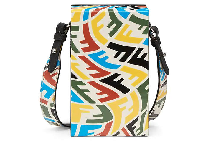 FENDI Leather Box Bag, Cell Phone Pouch, Shoulder Bag, Crossbody Bag Small Unisex Multicolor