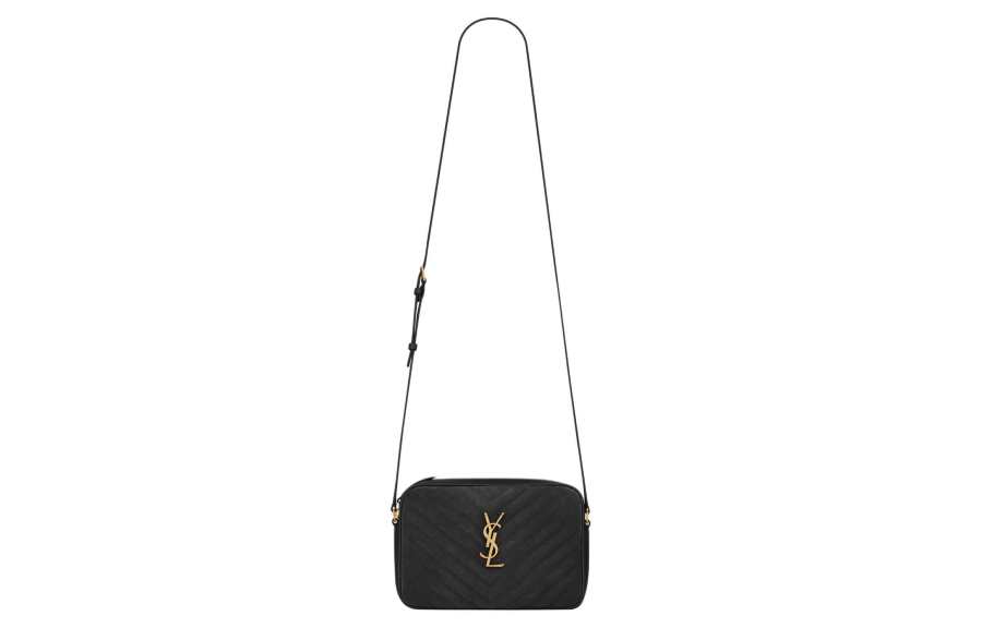 SAINT LAURENT LOU Leather Shoulder Bag, Crossbody Bag Women's Black
