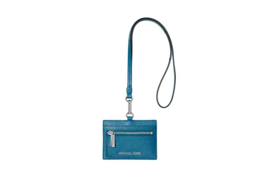 MICHAEL KORS Jet Set Travel Leather Card Holder Women's Sea Blue