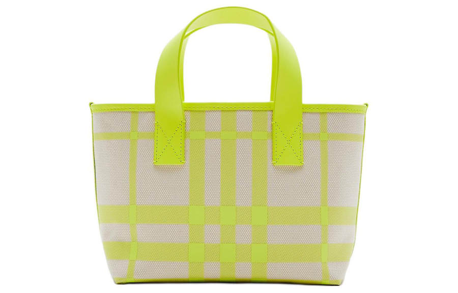 Burberry Cotton With Leather Detail Tote Bag, Shopping Bag Women's Lemon