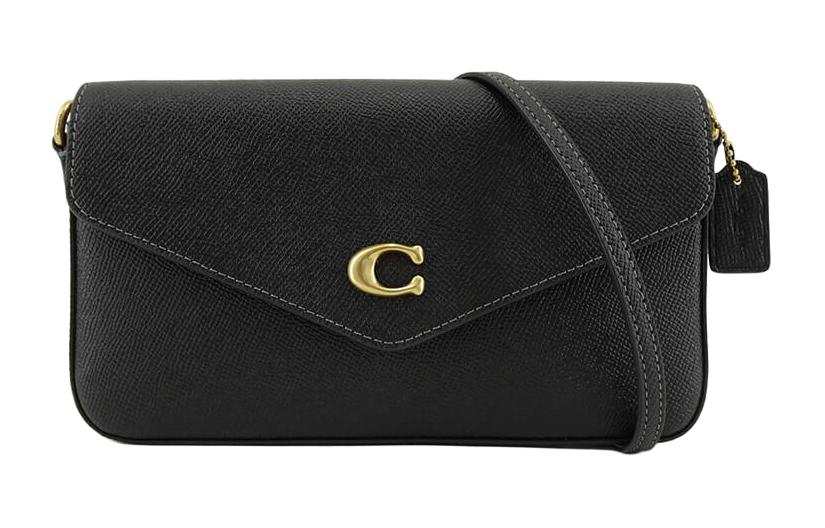 COACH Wyn Leather Envelope Bag, Shoulder Bag, Crossbody Bag Small Women's Black