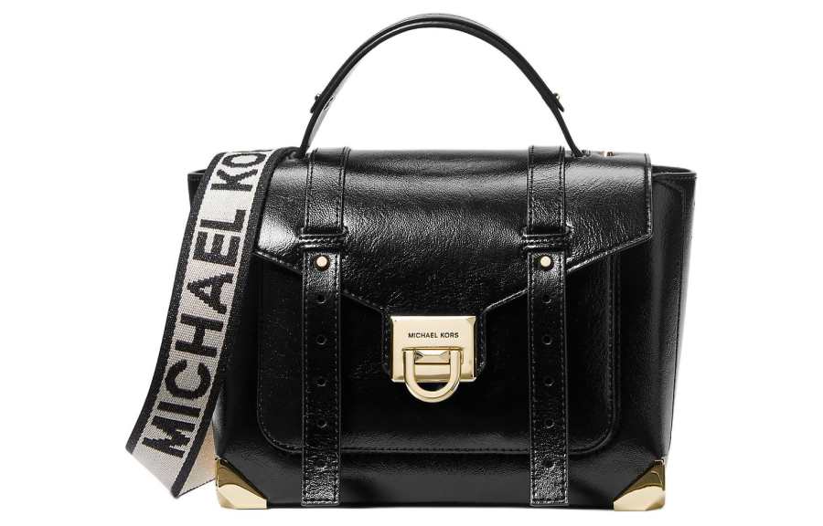 MICHAEL KORS Patent Leather Shoulder Bag, Crossbody Bag, Handbag Medium Women's Black