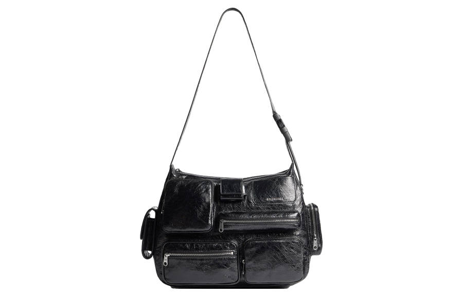 Balenciaga Superbusy Arena Lambskin Messenger Bag, Handbag, Shoulder Bag Men's Black