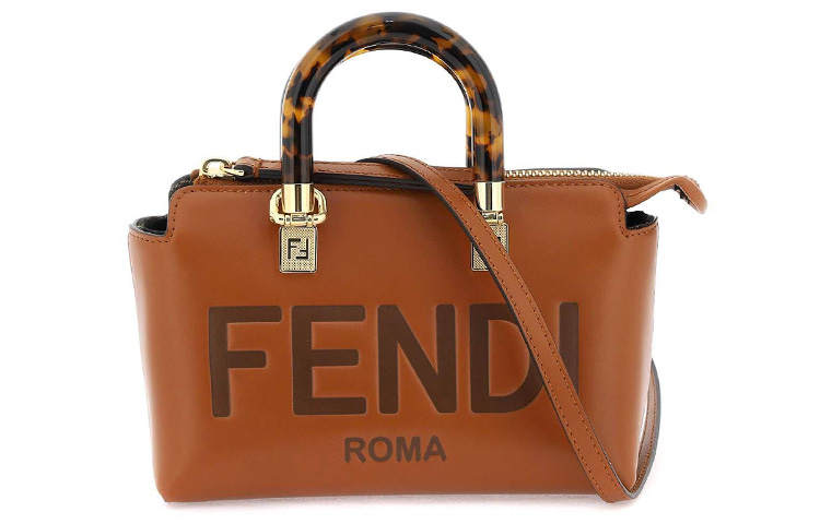 FENDI By The Way Calfskin Boston Bag, Shoulder Bag, Crossbody Bag, Handbag Mini Women's Brown