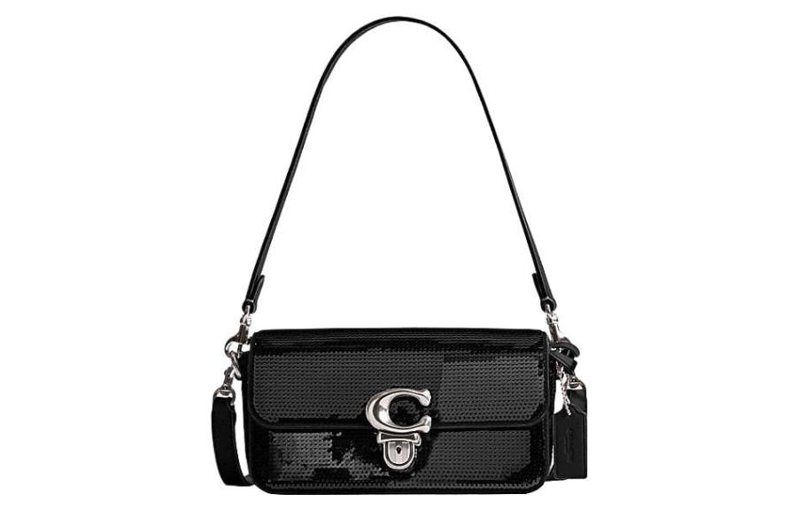 COACH Studio Cow Leather Baguette Bag Shoulder Bag Small Women's Black