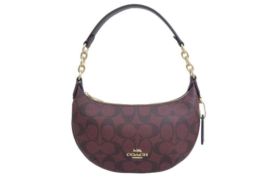 COACH Payton Artificial Leather Crescent Bag, Shoulder Bag, Handbag Small Women's Brown