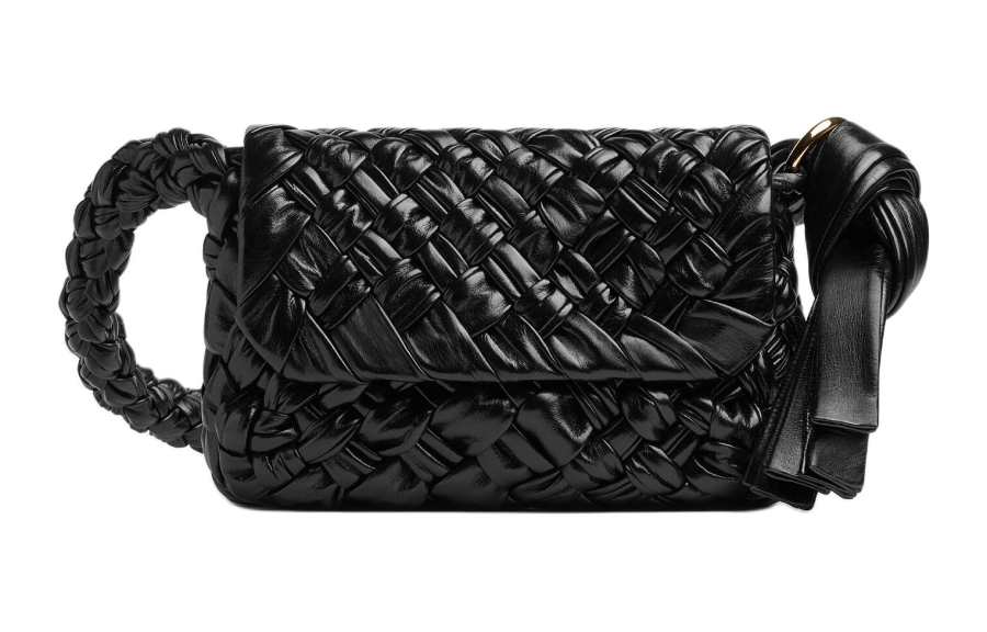 Bottega Veneta Calfskin Crossbody Bag, Shoulder Bag Women's Black