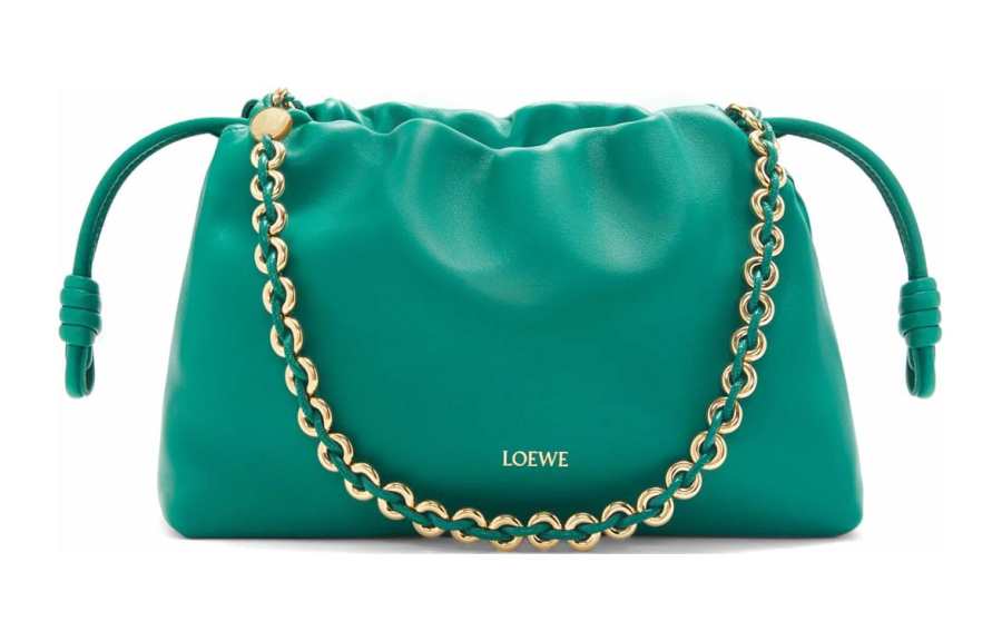 LOEWE Flamenco Soft Nappa Sheep Leather One Shoulder Crossbody Clutch Women's Jadeite Green