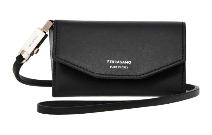 Ferragamo FERRAGAMO Palm Calfskin Clutch Men's Black