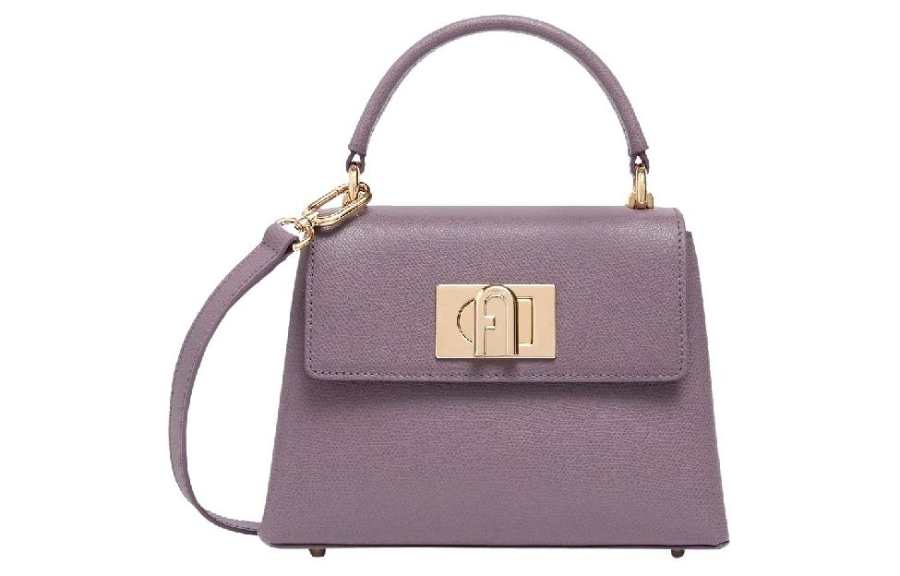 Furla Print Leather Shoulder Bag, Crossbody Bag, Handbag Mini Women's Light Purple