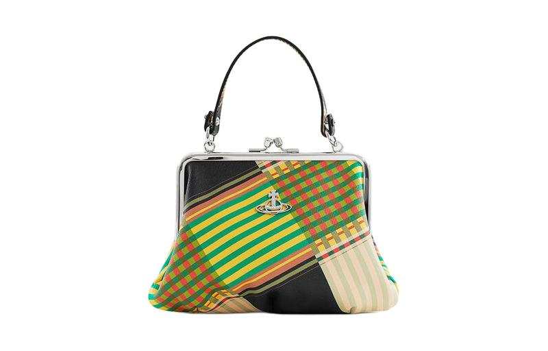 Vivienne Westwood Granny Frame Cross Grain Embossed Leather Handbag Wallet Women's Multicolor