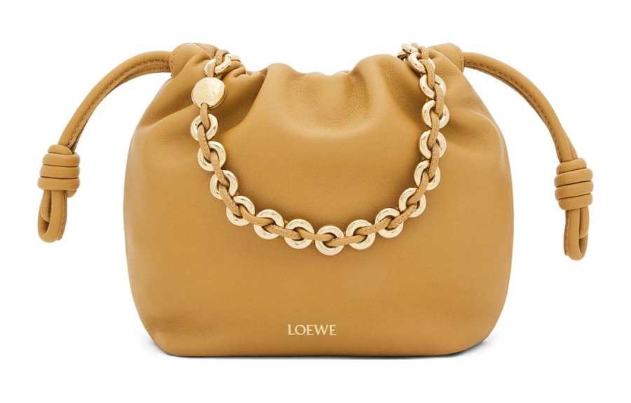 LOEWE Flamenco Nappa Sheepskin One Shoulder Crossbody Clutch Mini Women's Desert Yellow