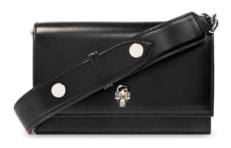 Alexander McQueen Skull Calfskin Crossbody Bag, Shoulder Bag Women's Black