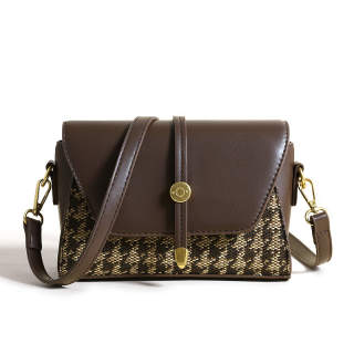 GATOER Women's Bag Small Square Bag Women's Premium Aesthetic Houndstooth Underarm Shoulder Bag Regular Brown