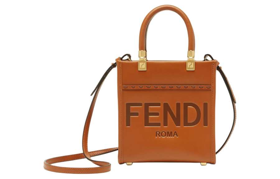 FENDI Sunshine Leather Shoulder Bag, Crossbody Bag, Handbag Mini Women's Brown
