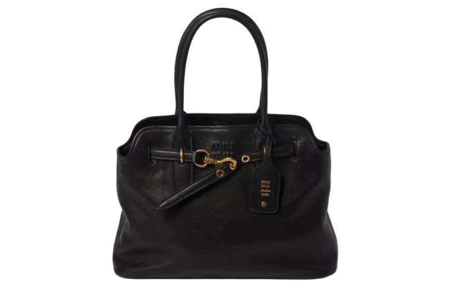 MIU MIU Leather One Shoulder Handbag Women's Black