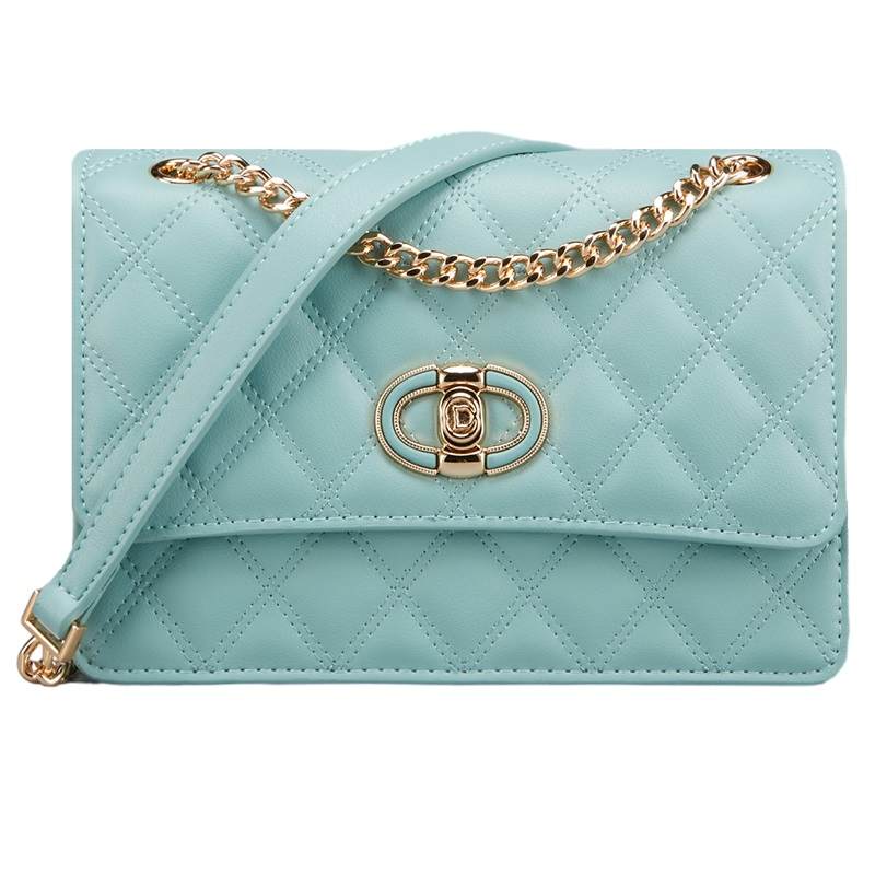YEARCON Synthetic Leather Diamond Pattern Chain Bag, Shoulder Bag Regular Women's Ecru/Black/Blue