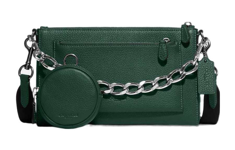 COACH Holden Pebble Texture Cow Leather Combo Bag, Shoulder Bag, Crossbody Bag Medium Women's Dark Green