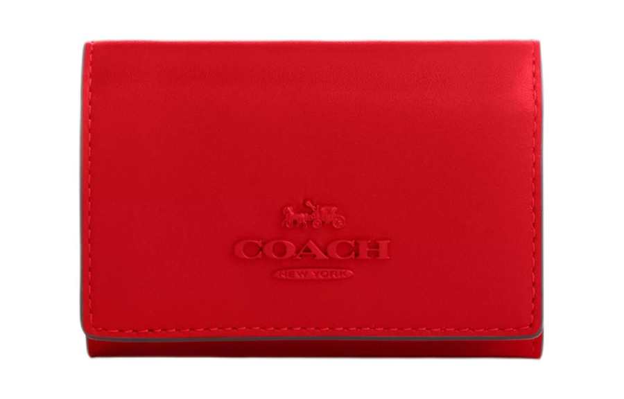 COACH Micro Calfskin Wallet Women's Silver & Bright Poppy
