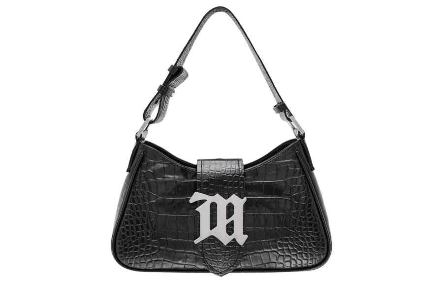 Misbhv Cow Leather Handbag, Shoulder Bag Medium Women's Black