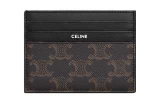 CELINE Triomphe Cow Leather Card Holder Men's Black