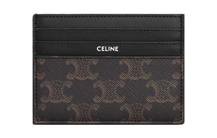 CELINE CELINE Triomphe Cow Leather Card Holder Men's Black