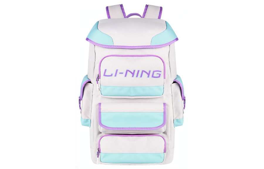 Li-Ning Li Ning Polyester Blend Fabric Backpack Unisex White Purple