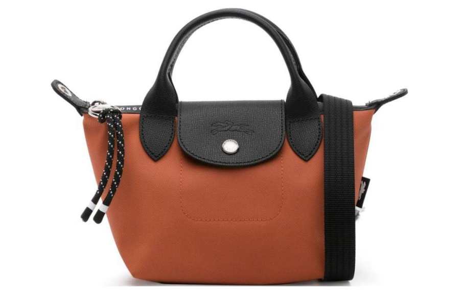 LONGCHAMP Le Pliage Energy Recycled Cotton Handbag Mini Women's Rusty Umber & Black