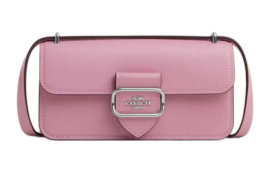 COACH Morgan Cow Leather Crossbody Bag, Shoulder Bag Small Women's Silver & Tulip