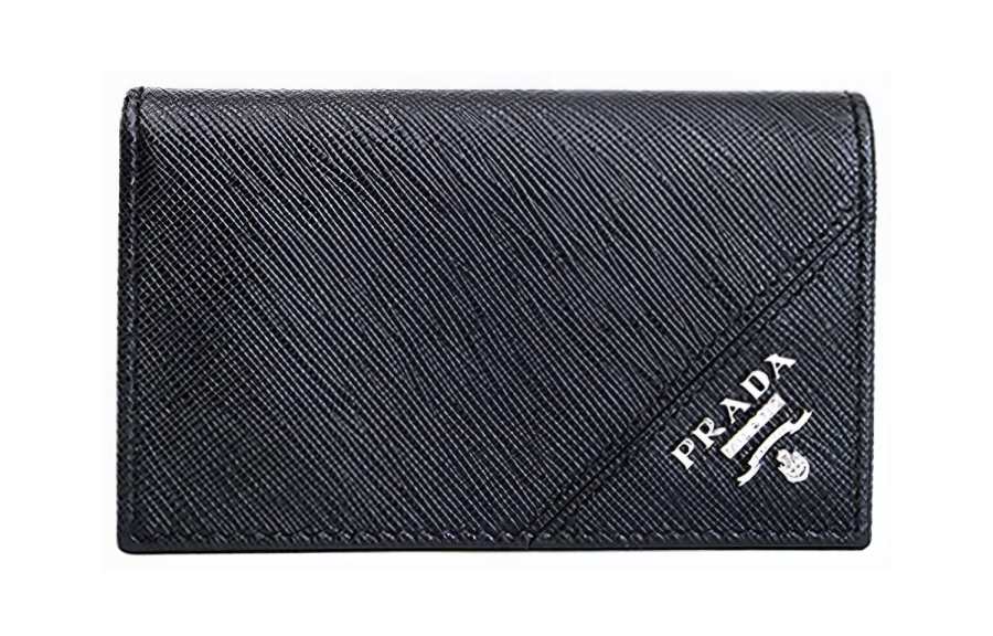 PRADA PRADA Short Cow Leather Wallet Card Holder Men's Black
