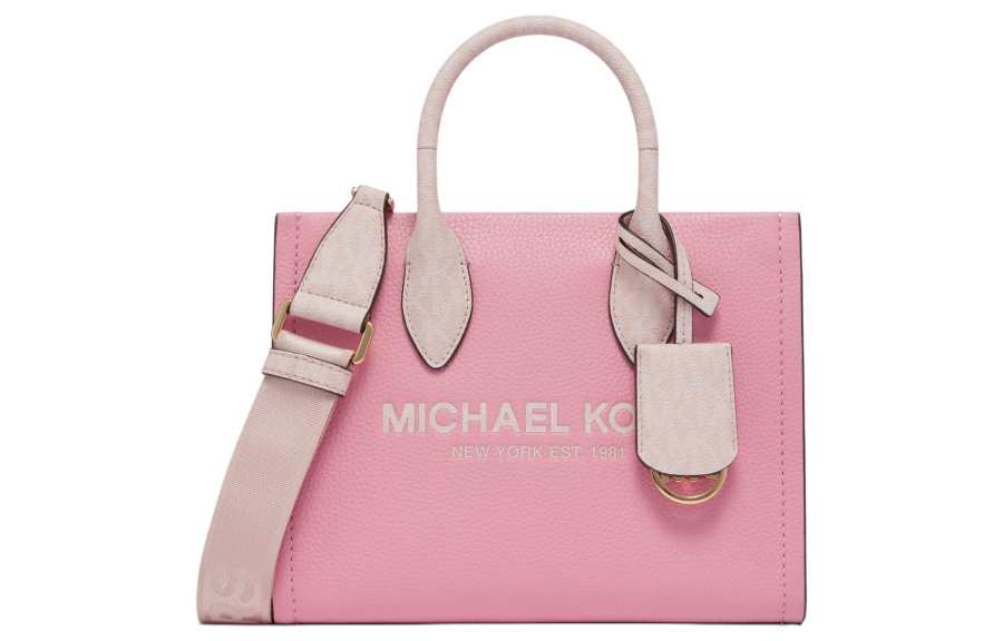 MICHAEL KORS Mirella Cow Leather With Artificial Leather Shoulder Bag, Crossbody Bag, Handbag Small Women's Pink