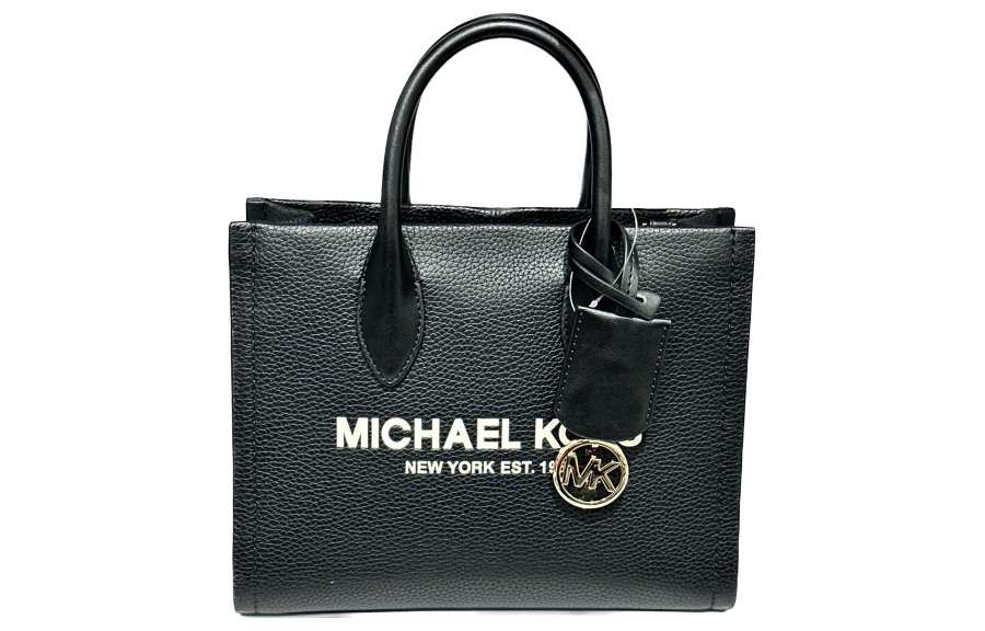 MICHAEL KORS Mirella Leather Tote Bag, Shopping Bag, Handbag, Shoulder Bag, Crossbody Bag Small Women's Black