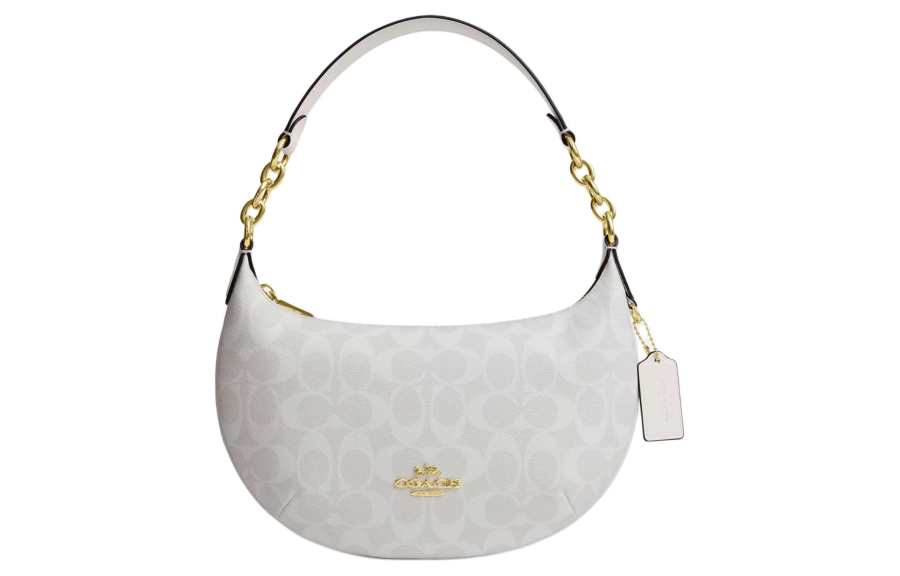 COACH Payton Coated Canvas With Smooth Leather Handbag, Shoulder Bag Large Women's Gold & Multicolor